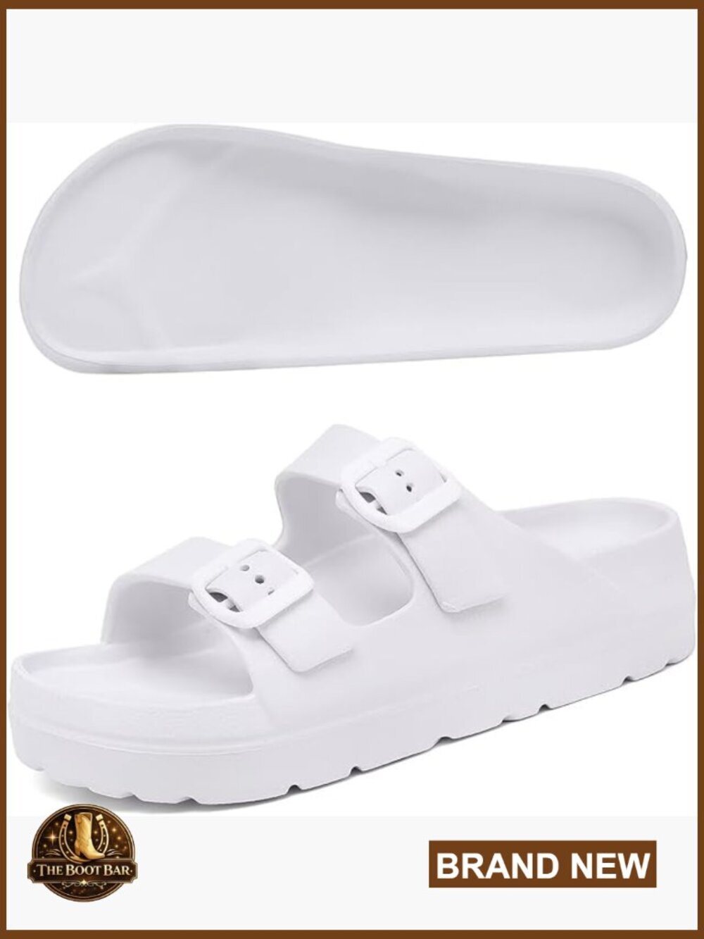 Women Platform Sandals with Arch Support, Double Buckle Slide